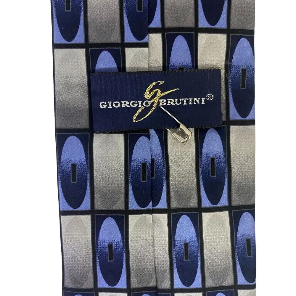 #6634 Giorgio Brutini Blue Black and Gray Mens Necktie, Tie